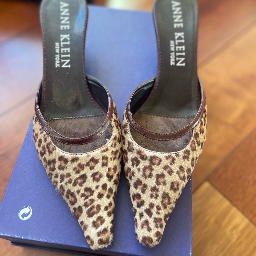 Anne Klein Cheetah Print Mule Kitten Heel